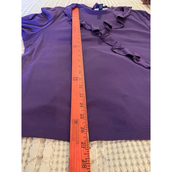 Karen Scott Blouse Womens Top Plus Size 2X Purple Casual Stretch Ruffle Front - Picture 9 of 10